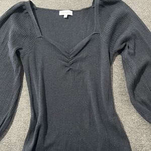 Black V neck Thin Sweater